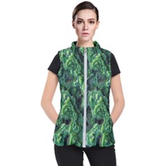 Green Pattern Background Abstract Women s Puffer Vest