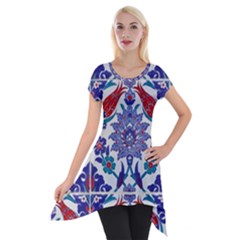 Art Artistic Ceramic Colorful Short Sleeve Side Drop Tunic by Pakrebo