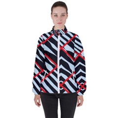 Model Abstract Texture Geometric High Neck Windbreaker (women)