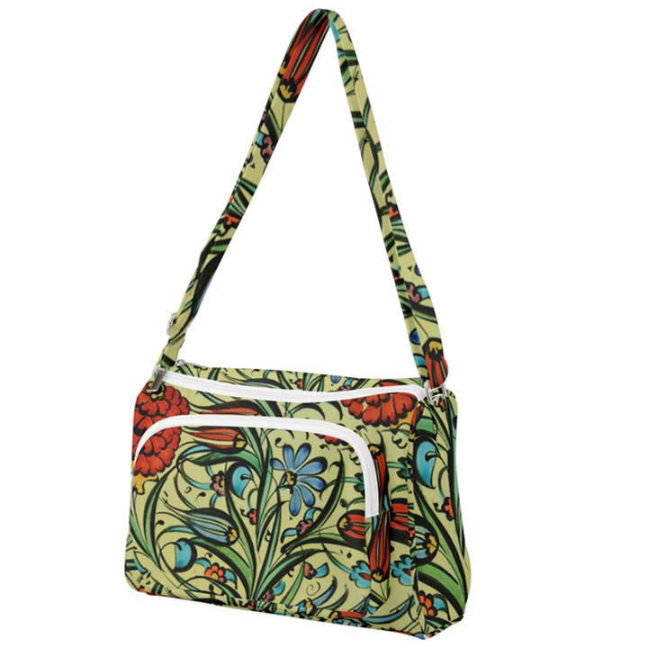 Mosaic Tile Art Ceramic Colorful Front Pocket Crossbody Bag