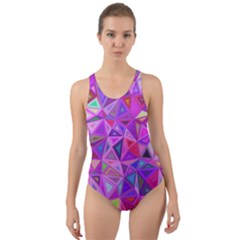 Pink Triangle Background Abstract Cut-out Back One Piece Swimsuit by Pakrebo