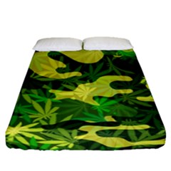 Marijuana Camouflage Cannabis Drug Fitted Sheet (queen Size) by Pakrebo