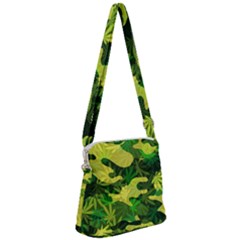 Marijuana Camouflage Cannabis Drug Zipper Messenger Bag by Pakrebo