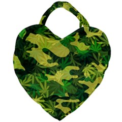 Marijuana Camouflage Cannabis Drug Giant Heart Shaped Tote by Pakrebo