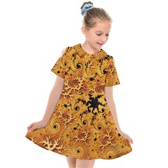 Fractal Pattern Spiral Kids  Short Sleeve Shirt Dress by Pakrebo