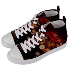 Steampunk, Wonderful Clockswork Women s Mid-top Canvas Sneakers by FantasyWorld7