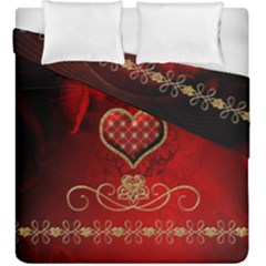 Wonderful Heart With Roses Duvet Cover Double Side (king Size) by FantasyWorld7