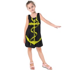 French Navy Golden Anchor Symbol Kids  Sleeveless Dress by abbeyz71