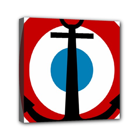 Roundel Of French Naval Aviation Mini Canvas 6  X 6  (stretched)