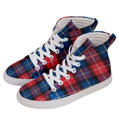 Blue & Red Plaid Women s Hi-top Skate Sneakers by WensdaiAmbrose