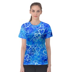 Valentine Heart Love Blue Women s Sport Mesh Tee