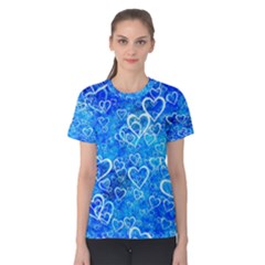 Valentine Heart Love Blue Women s Cotton Tee