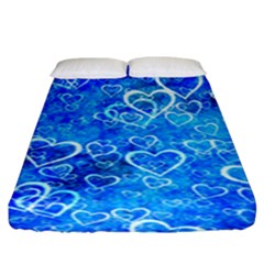 Valentine Heart Love Blue Fitted Sheet (king Size)