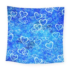 Valentine Heart Love Blue Square Tapestry (large) by Mariart