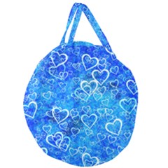 Valentine Heart Love Blue Giant Round Zipper Tote