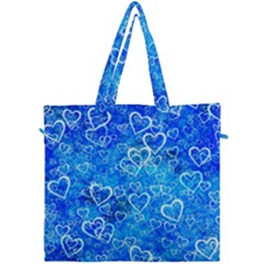 Valentine Heart Love Blue Canvas Travel Bag by Mariart