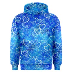 Valentine Heart Love Blue Men s Overhead Hoodie by Mariart