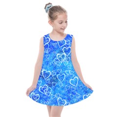 Valentine Heart Love Blue Kids  Summer Dress by Mariart