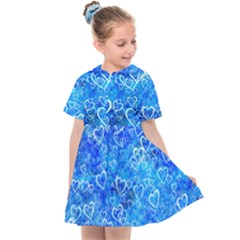 Valentine Heart Love Blue Kids  Sailor Dress