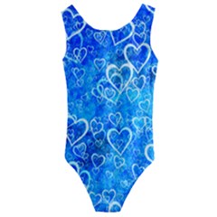 Valentine Heart Love Blue Kids  Cut-out Back One Piece Swimsuit