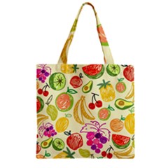 Seamless Pattern Fruit Zipper Grocery Tote Bag