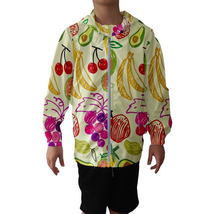 Seamless Pattern Fruit Hooded Windbreaker (Kids)