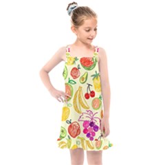 Seamless Pattern Fruit Kids  Overall Dress