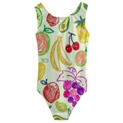 Seamless Pattern Fruit Kids  Cut-out Back One Piece Swimsuit