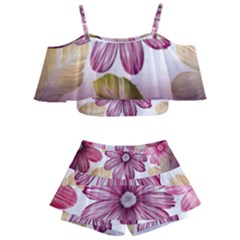 Star Flower Kids  Off Shoulder Skirt Bikini