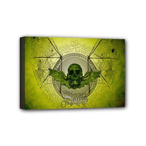 Awesome Creepy Skull With Wings Mini Canvas 6  X 4  (stretched) by FantasyWorld7