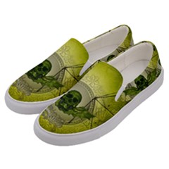 Awesome Creepy Skull With Wings Men s Canvas Slip Ons by FantasyWorld7