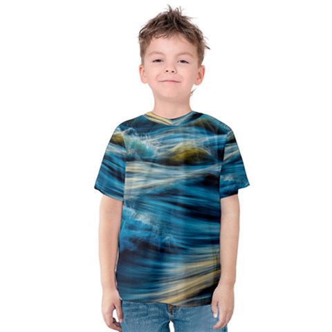 Ocean Waves Kids  Cotton Tee by WensdaiAmbrose