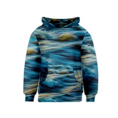 Ocean Waves Kids  Pullover Hoodie by WensdaiAmbrose