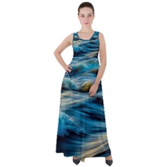 Ocean Waves Empire Waist Velour Maxi Dress by WensdaiAmbrose