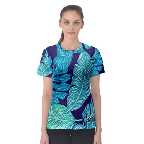 Tropical Greens Leaves Banana Women s Sport Mesh Tee by Mariart