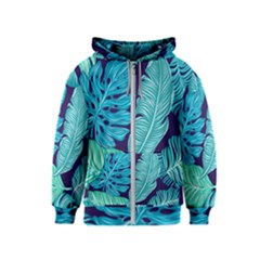 Tropical Greens Leaves Banana Kids  Zipper Hoodie by Mariart