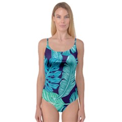 Tropical Greens Leaves Banana Camisole Leotard 