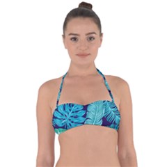 Tropical Greens Leaves Banana Halter Bandeau Bikini Top by Mariart