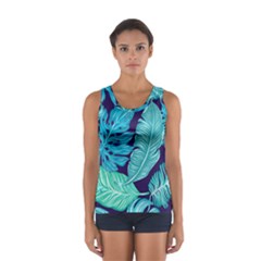 Tropical Greens Leaves Banana Sport Tank Top  by Mariart