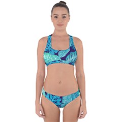 Tropical Greens Leaves Banana Cross Back Hipster Bikini Set by Mariart