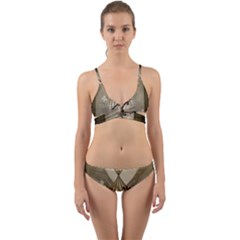 Funny Giraffe With Herats And Butterflies Wrap Around Bikini Set by FantasyWorld7