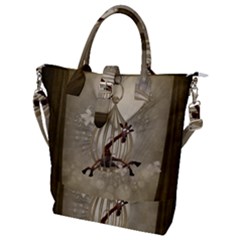 Funny Giraffe With Herats And Butterflies Buckle Top Tote Bag by FantasyWorld7