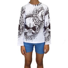 Skull And Crossbones Kids  Long Sleeve Swimwear