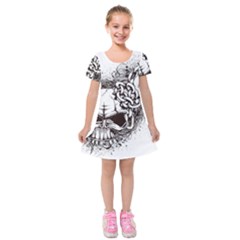 Skull And Crossbones Kids  Short Sleeve Velvet Dress by Alisyart