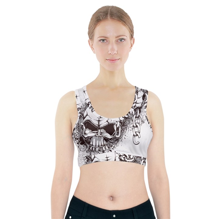 Skull And Crossbones Sports Bra With Pocket