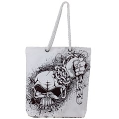 Skull And Crossbones Full Print Rope Handle Tote (large)