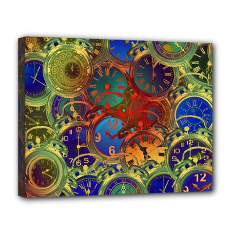 Time Clock Distortion Canvas 14  X 11  (stretched)