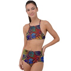 Time Clock Distortion High Waist Tankini Set