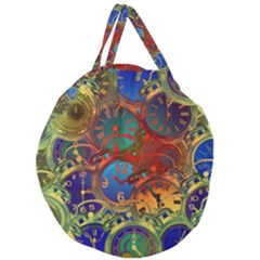 Time Clock Distortion Giant Round Zipper Tote