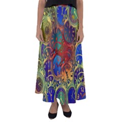 Time Clock Distortion Flared Maxi Skirt